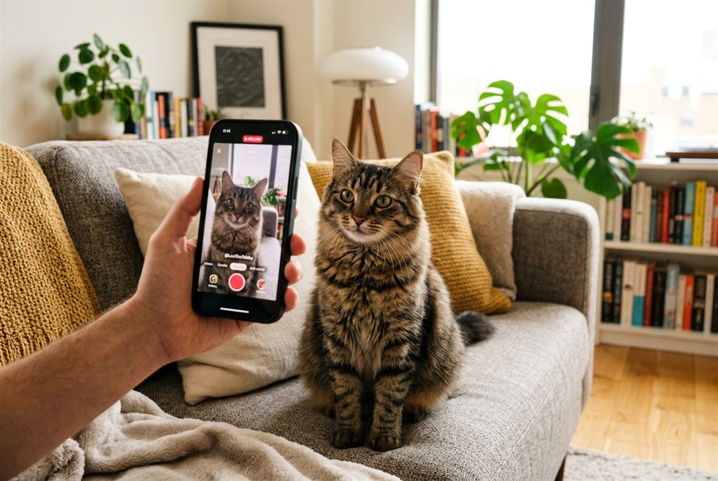 A cat mid-jump missing a landing on a coffee table